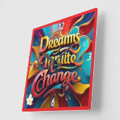 "Die Welt verändern" Quadratische Wanduhr (Winkel)