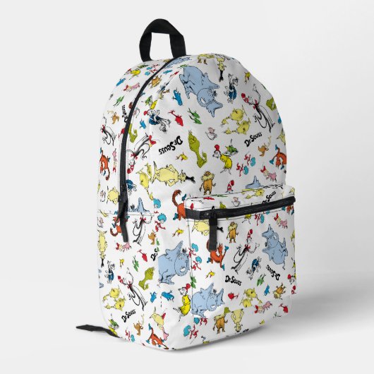 Die Welt von Dr. Seuss Pattern Bedruckter Rucksack (Rückseitige Ecke links)