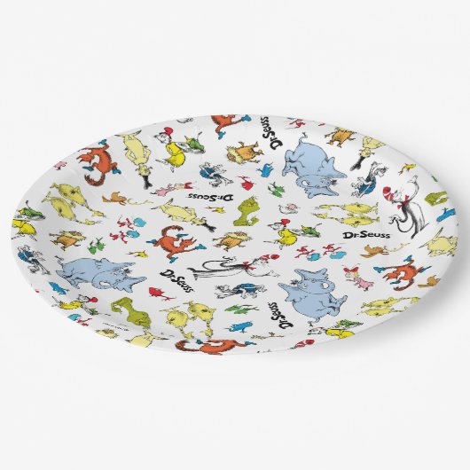 Die Welt von Dr. Seuss Pattern Pappteller (Schrägansicht)