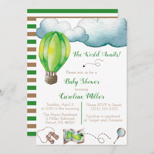 Die Welt wartet! Einladung der Babydusche (Vorne/Hinten)