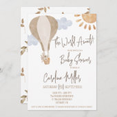 Die Welt wartet! Neutrale Babydusche Einladung (Vorne/Hinten)