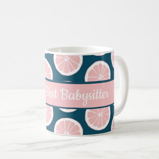 Die weltbeste Babysitter-Pink-Zitrusfrüchte-Tasse Kaffeetasse (VorderseiteRechts)
