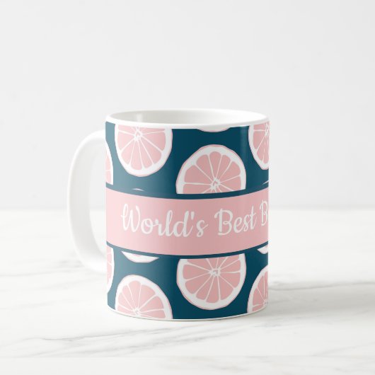 Die weltbeste Babysitter-Pink-Zitrusfrüchte-Tasse Kaffeetasse (Vorderseite Links)