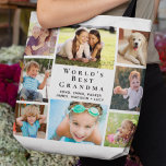 Die weltbeste Oma 8 FotoCollage Tasche<br><div class="desc">Diese acht Foto-Collage-Tasche aus Familienbesitz ist ein Geschenk für die beste Großmutter aller Zeiten und kann mit 8 Bildern von Enkelkindern, Kindern, anderen Familienmitgliedern, Haustieren usw. versehen werden. Personalisieren Sie den Ausdruck "Beste Oma der Welt" und ob sie "Abuela", "Nana", "Mommom" usw. genannt wird, und fügen Sie die Namen ihrer...</div>