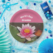 Die weltbeste Oma Vivid Pink Water Lily Blume Pappteller (Party)