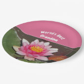 Die weltbeste Oma Vivid Pink Water Lily Blume Pappteller (Schrägansicht)