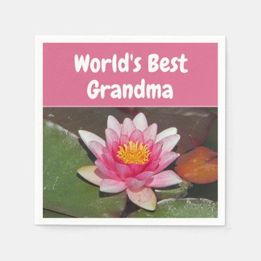 Die weltbeste Oma Vivid Pink Water Lily Blume Serviette (Vorderseite)