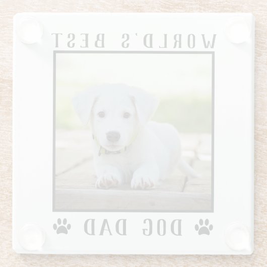 Die weltbeste Vater-Paw druckt Foto-Rahmen für Hau Glasuntersetzer (Rückseite)