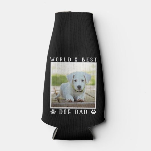Die weltbeste Vater-Paw druckt Pet-Foto auf Schwar Flaschenkühler (Vorderseite)
