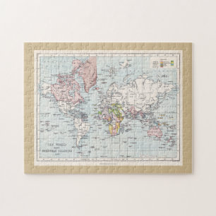 Die Welteuropäischen Kolonien 1908 - Antike Karte Puzzle