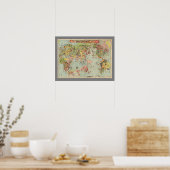 Die Weltkarte auf einen Blick - Weltflüge Poster (Küche)