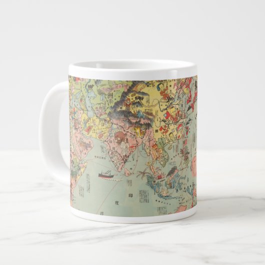 Die Weltkarte auf einen Blick - Weltluftwege Jumbo-Tasse (Vorderseite Links)