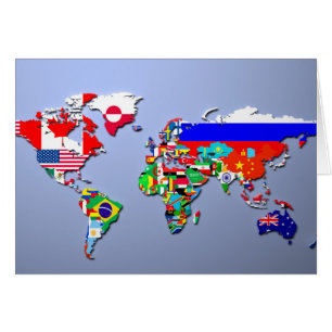 Die Weltkarte mit ihren Flaggen