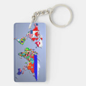 Die Weltkarte mit ihren Flaggen Schlüsselanhänger (Rückseite)