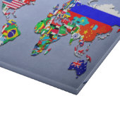 Die Weltkarte mit ihren Flaggen Schneidebrett (Ecke)