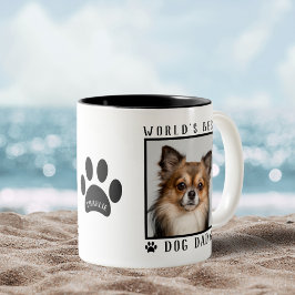 Die weltweit beste Vater-Paw druckt Pet-Foto Zweifarbige Tasse
