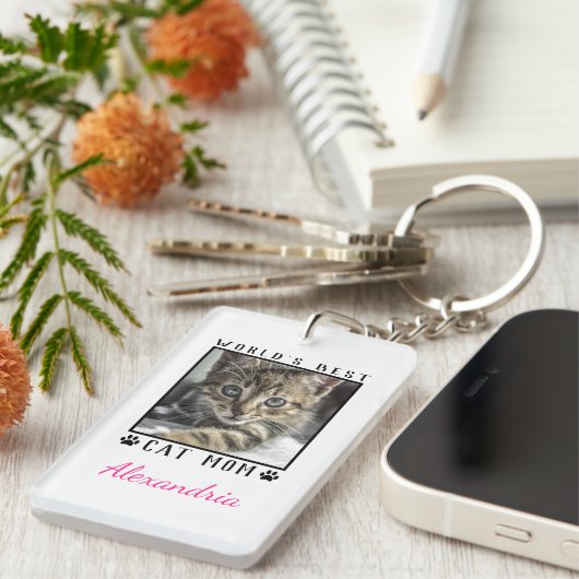 Die weltweit besten Cat Mama Paw Prints Foto Frame Schlüsselanhänger (Vorderseite rechts)