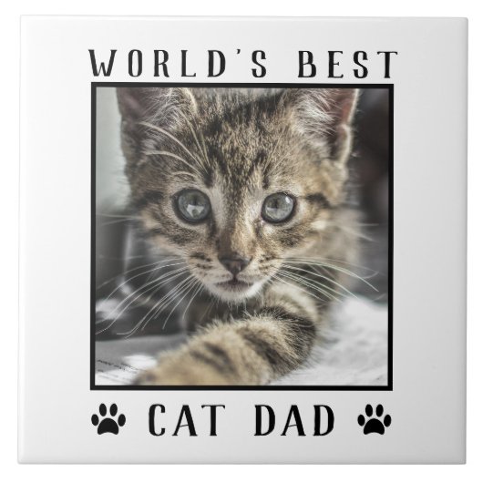 Die weltweit besten Cat Vater Paw Prints Pet Foto Fliese (Vorderseite)