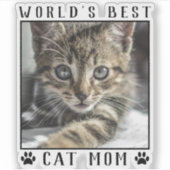 Die weltweit besten Katzenpaw-Mamas drucken Foto-R Aufkleber (Vorderseite)