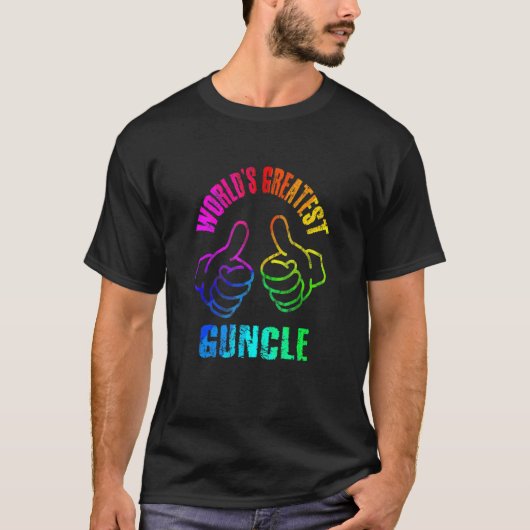 Die weltweit größten Guncle-Rainbow-Farben DISTRES T-Shirt (Vorderseite)
