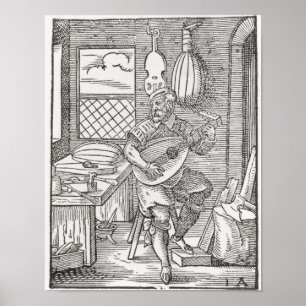 Die Werkstatt des Instrument-Herstellers, c.1570 Poster