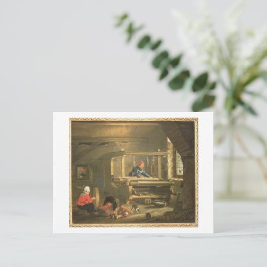 Die Werkstatt eines Weaver, 1656 (Öl auf Leinwand) Postkarte (Stehend Vorderseite)