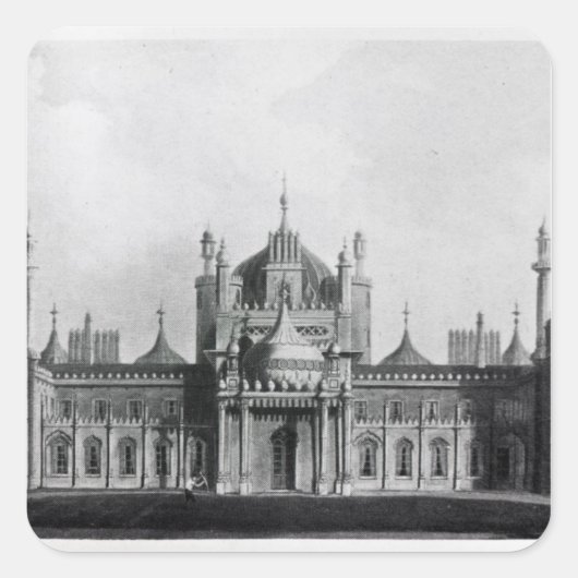 Die Westfront des Brighton-Pavillons Quadratischer Aufkleber (Vorderseite)