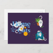 Die White Cat Illustration Zuhause ist der Ort, an Postkarte (Vorne/Hinten)