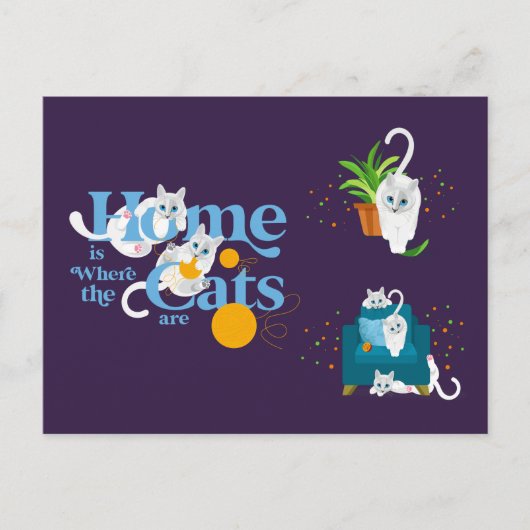 Die White Cat Illustration Zuhause ist der Ort, an Postkarte (Vorderseite)