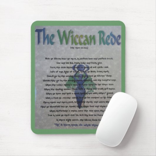 Die Wiccan Rede Mausunterlage Mousepad (Mit Mouse)