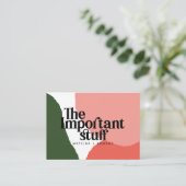 Die wichtigen Dinge, die moderne abstrakte Hochzei Begleitkarte (Stehend Vorderseite)