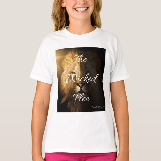 Die Wicked Flee Sprichwörter 28:1 KJV Girl's T-Shirt (Vorderseite)