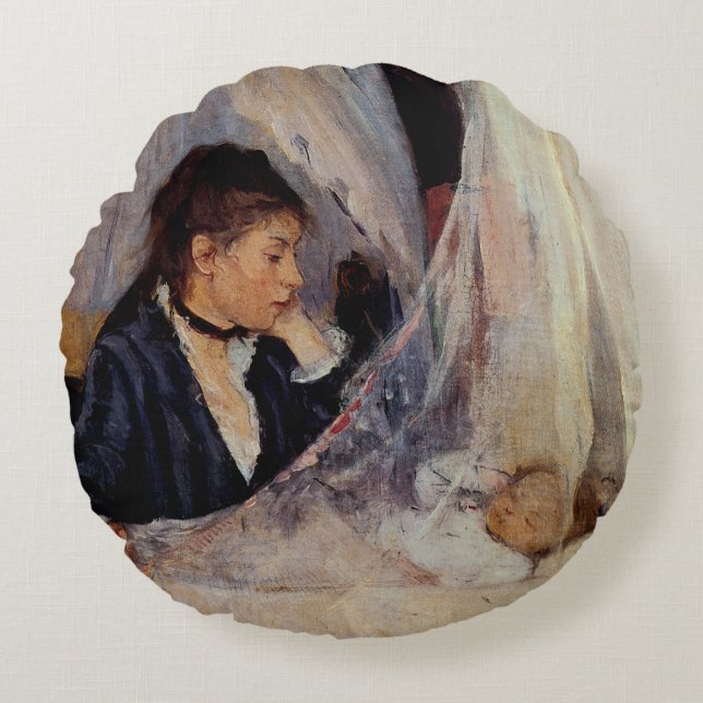 Die Wiege von Berthe Morisot Rundes Kissen (Vorderseite)