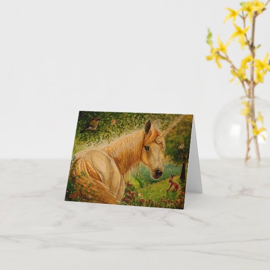 Die Wiese des Honigs - Einhorn Notecard Karte (Gelbe Blume)