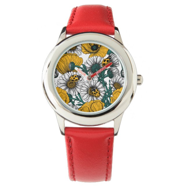 Die Wiese in Gelb Armbanduhr (Vorderseite)
