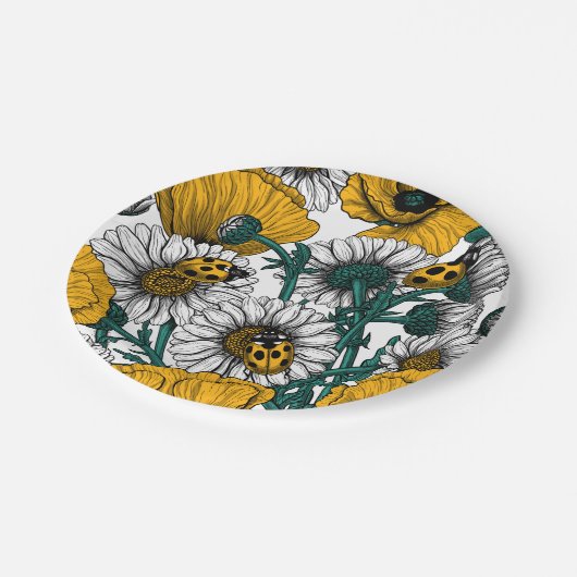 Die Wiese in Gelb Pappteller (Schrägansicht)