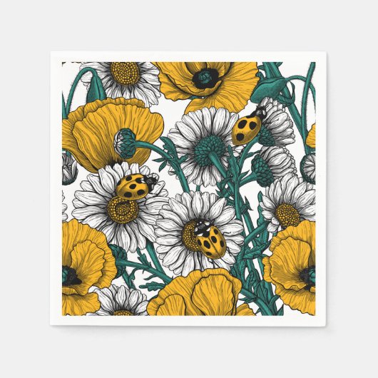 Die Wiese in Gelb Serviette (Vorderseite)