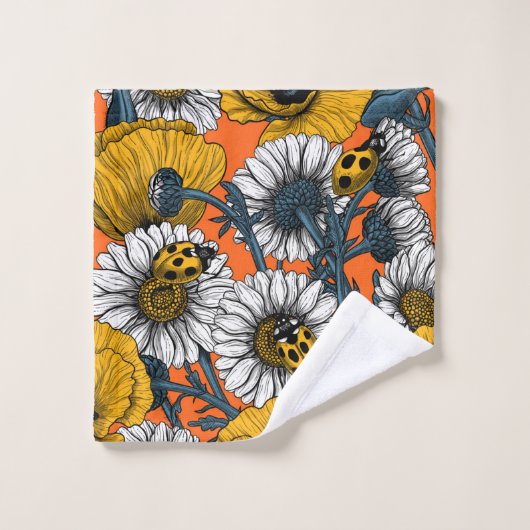 Die Wiese in Gelb und Blau Badhandtuch Set (Waschlappen)