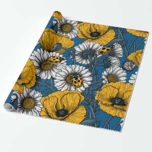 Die Wiese in Gelb und Blau Geschenkpapier