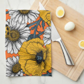 Die Wiese in Gelb und Blau Geschirrtuch (Viertel Falte)