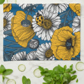 Die Wiese in Gelb und Blau Geschirrtuch (Gefaltet)