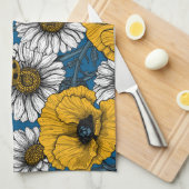 Die Wiese in Gelb und Blau Geschirrtuch (Viertel Falte)