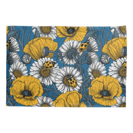 Die Wiese in Gelb und Blau Kissenbezug (Rückseite)