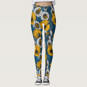 Die Wiese in Gelb und Blau Leggings