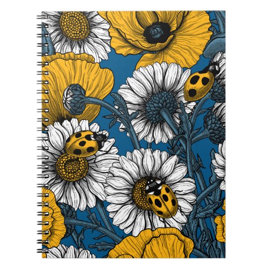 Die Wiese in Gelb und Blau Notizblock (Vorderseite)