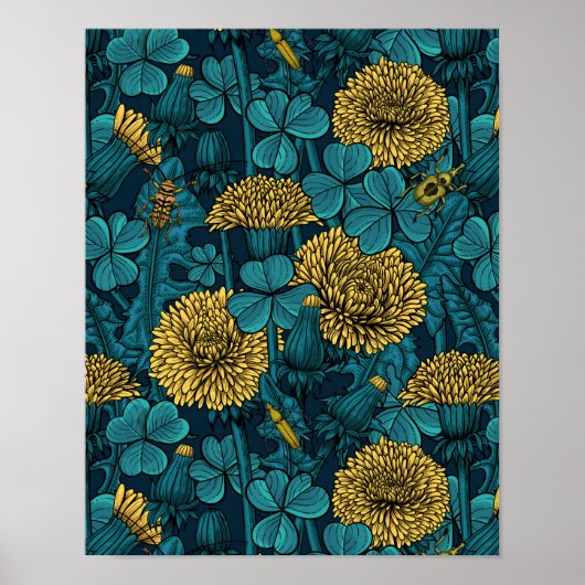 Die Wiese in Gelb und Blau Poster (Vorne)