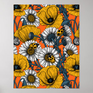 Die Wiese in Gelb und Blau Poster