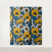 Die Wiese in Gelb und Blau Wandteppich (Vorderseite)