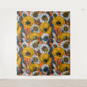 Die Wiese in Gelb und Blau Wandteppich (Vorderseite)