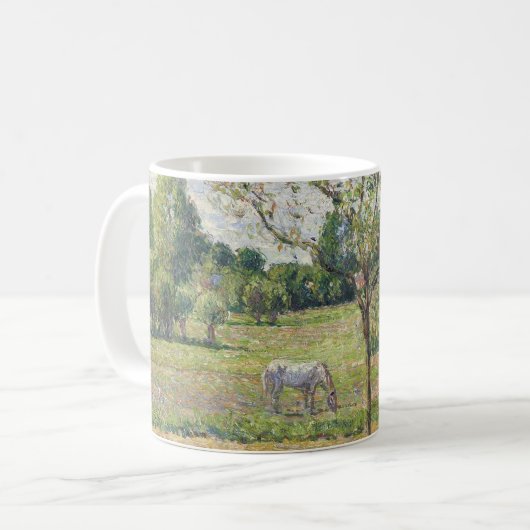 Die Wiese mit grauem Pferd, Eragny, Ölmalerei Kaffeetasse (Vorderseite Links)
